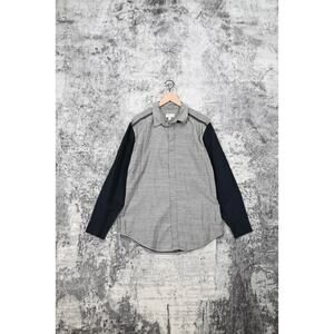 3.1 Phillip Lim Gray Contrast Collar Block Long Sleeve Button Shirt Mens L Large